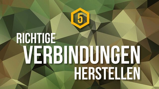 Ein Polygon Hintergrund mit der Aufschrift "Richtige Verbindungen herstellen"