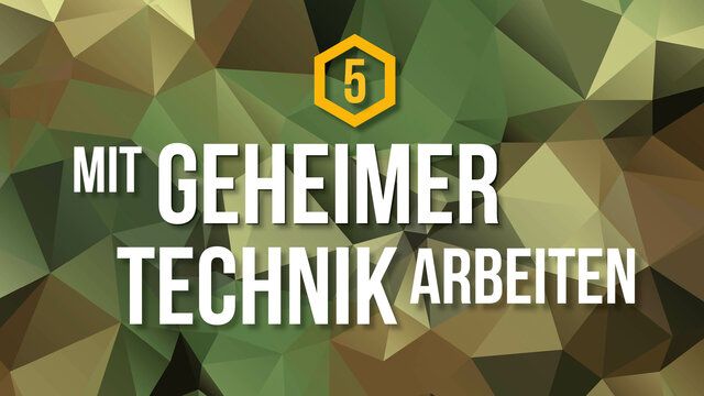 Ein Polygon Hintergrund mit der Aufschrift "Mit geheimer Technik arbeiten"