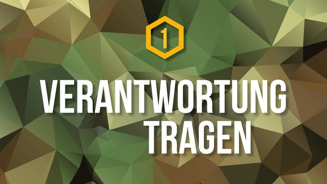 Ein Polygon Hintergrund mit der Aufschrift "Verantwortung tragen"