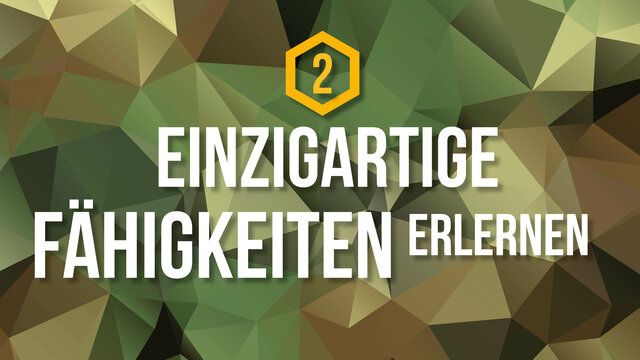 Ein Polygon Hintergrund mit der Aufschrift "Einzigartige Fähigkeiten erlernen"