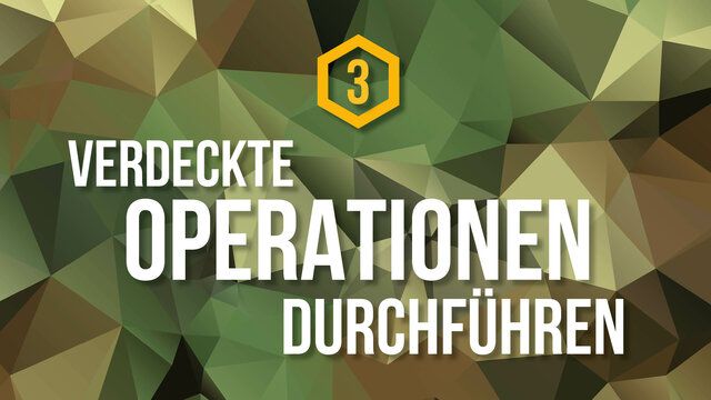 Ein Polygon Hintergrund mit der Aufschrift "Verdeckte Operationen durchführen"