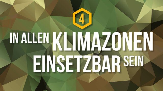 Ein Polygon Hintergrund mit der Aufschrift "In allen Klimazonen einsetzbar sein"