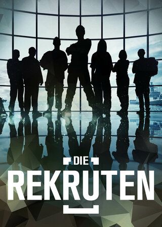 Das Plakat der Serie "Die Rekruten". Zu sehen sind Schatten Darstellungen mehrerer Soldat_innen.